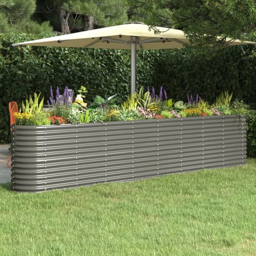 Prolenta Premium - Lit Surélevé De Jardin Acier Galvanisé 332x40x68 Cm Gris