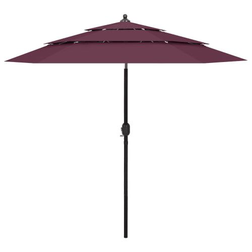 Prolenta Premium - Parasol De Jardin À 3 Niveaux Mât En Aluminium Rouge Bordeaux