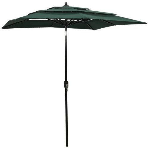 Prolenta Premium - Parasol De Jardin À 3 Niveaux Avec Mât En Aluminium Vert 2x2 M