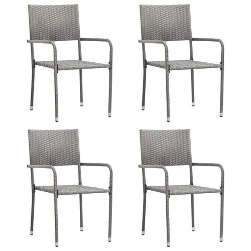 Prolenta Premium - Chaise À Dîner De Jardin Empilable Lot De 4 Gris Résine Tressée