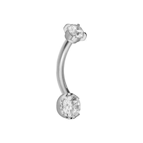 Titane Banane Barre De Piercing Avec 2 Enfermé Cristaux, 8mm De Longueur, De L'argent Les Couleurs, Les Oreilles Et Le Nez De Bijoux Options
