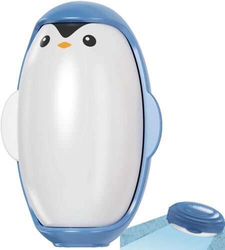 JGD-Rouleau Anti-Peluches Réutilisable et Lavable, Rouleau Adhésif Lavable en Forme de Pingouin, Rouleau Anti-Peluches Portable, Ramasse Poils Animaux (Bleu)