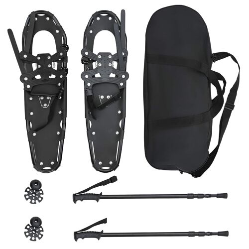 Vidaxl Raquettes À Neige 3 En 1 Avec Bâtons De Randonnée Noir