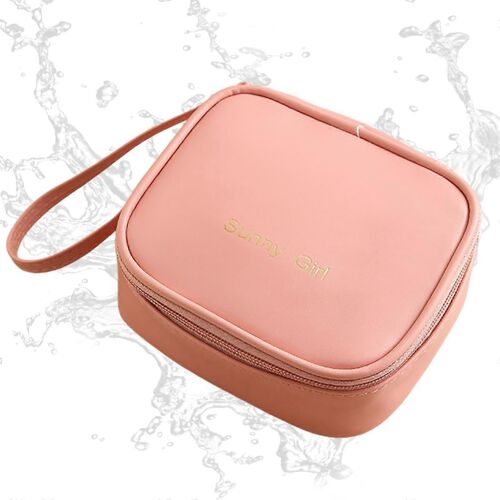 Période Pad Pochette De Rangement Avec Fermeture Éclair, Cuir D'unité Centrale De Serviette Sanitaire Et Le Tampon De Sac Pour Les Femmes, Rose