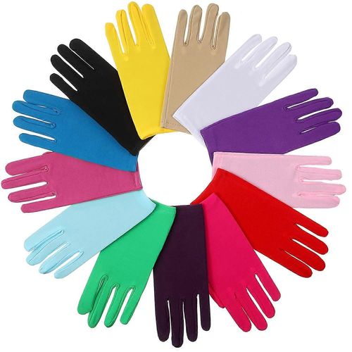 13 Paires De Poignet Longueur Satin Opéra Gants Pour Femmes, Costumes D'halloween, Élégant Habiller Les Accessoires Dans Des Couleurs Assorties