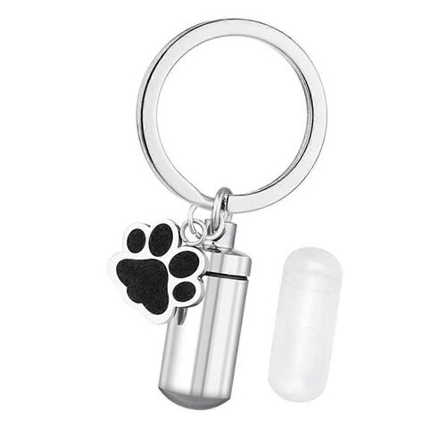 Animal De Compagnie Urne Porte-Clés De La Patte De Cendres Mémorial Trousseau Chien Chat Crémation Des Bijoux De Souvenir Pendentif Poils D'animaux