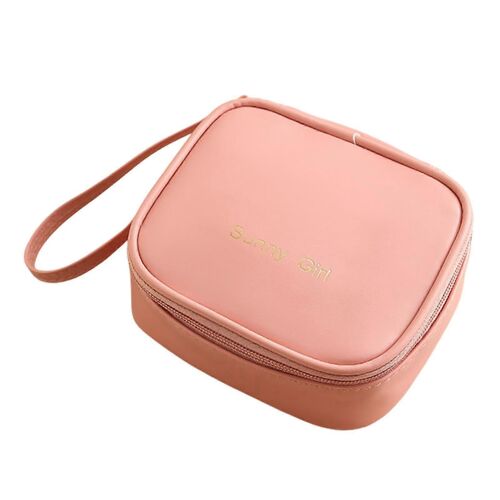 Sac De Rangement Pour Les Serviettes Hygiéniques, Portable Menstruel Poche Avec Fermeture-Éclair, Cuir Pu, Rose, Pour Les Femmes Et Les Adolescents