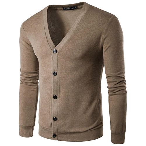 Des Hommes Chunky Knit Cardigan Col Châle Manches Longues Pull Xl Café Léger D'hiver Cavalier Regular Fit Col En V