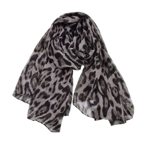 Extra Large Noir Gris Smokey Ocelot Leopard Cheetah Print Foulard Écharpe Châle Pashmina Paréo 35"X70" Pouces