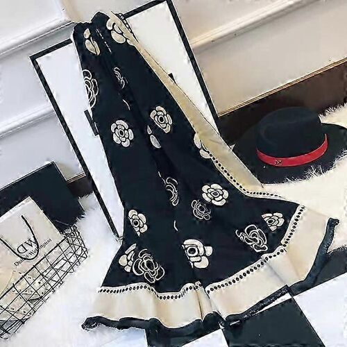 Dames Élégantes de Haute qualité Camellia imprimé Floral Écharpe en Cachemire des Femmes de Luxe Châle Chaud Épais de la Marque Pashmina Femmes Enveloppements Hijab