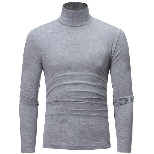 Hommes Pull Col Roulé En Tricot Fin Pull Slim Fit À Manches Longues D'hiver En Coton Gris L
