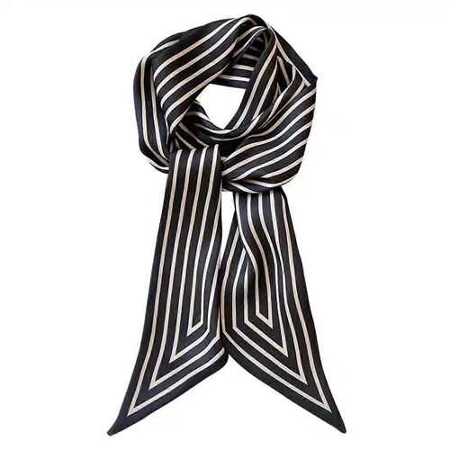 100% Soie de Mûrier Écharpe de 2""x35"" pour les Sacs à main, Sacs à main, des Cheveux et des Liens, Skinny Noir en Ligne de Foulard pour les Femmes