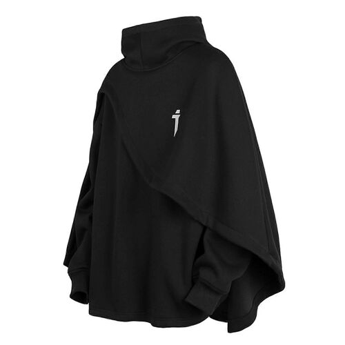 Hoodie Hommes Surdimensionnés De Poids Lourd À Capuche Avec Col Guêtre Pull Poncho Cape Noir 3xl Techwear