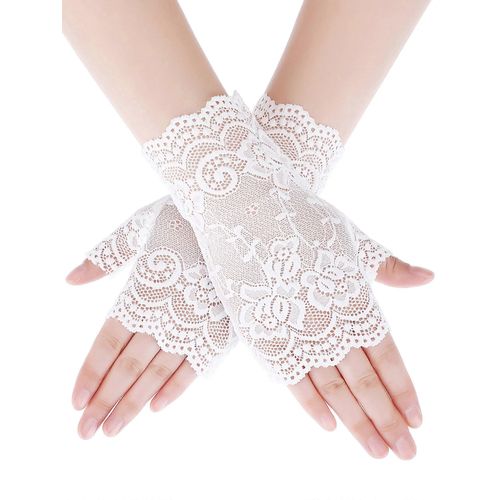 Femmes Mitaines En Dentelle Gants Pour Les Parties De Thé Et De Vêtements De Mariée Ivoire Taille Unique Satin Bordée De Style Vintage