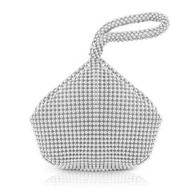 Femmes d'Embrayage Sac de Soirée avec Strass, Paillettes d'Argent Sac à main avec Zip pour les Parties, les Dates et les Cosmétiques