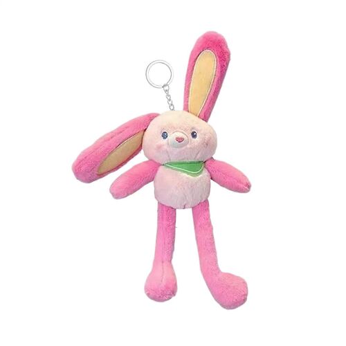 Pull-Up Lapin Peluche porte-clés, de 11 Pouces Extensible Lapin Pendentif, Réglable Oreilles et les Jambes, la main Douce Rose Sac de Charme