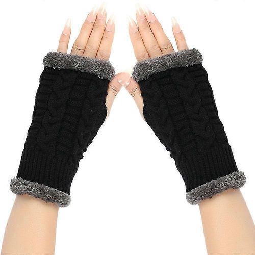 Épais En Tricot Gants D'hiver Avec Une Doublure Polaire Pour Les Hommes Et Les Femmes, Plus De Chaleur, Matériau Souple, Taille Unique Plus