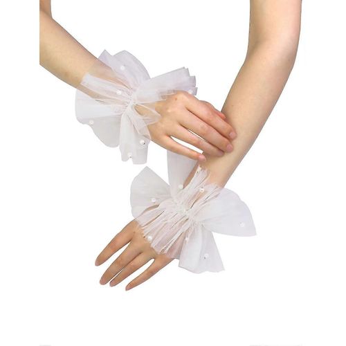 Les Femmes De La Perle, Dentelle Mitaines Pour Des Mariages, Des Fêtes, Design Élégant, Matériau Souple, De Couleur Blanche, Tailles Diverses