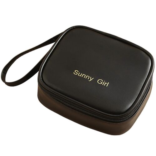 Serviette Hygiénique Sac De Rangement Avec Fermeture À Glissière En Cuir Pu Menstruel Tampon Et Tampon Titulaire Pour Les Femmes Noires