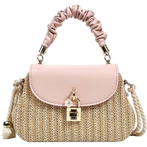 Paille, Sac à Bandoulière pour les Femmes Sac à Bandoulière Boho Sac de Plage Sac à main
