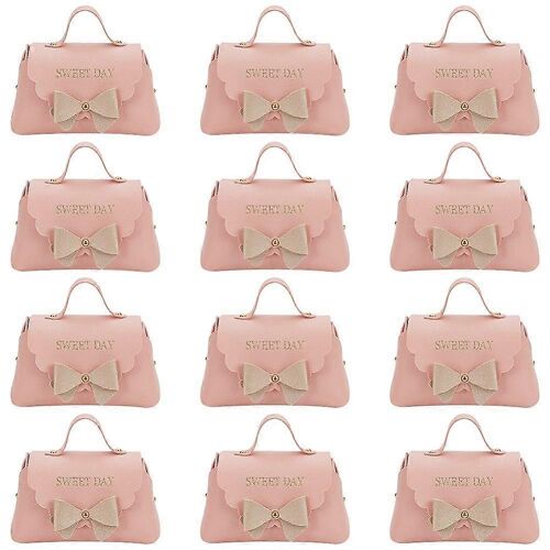 Bricolage Imitation De Cuir De Femmes Bowknot Confection De Sacs À Main Y Compris Kit De Sac Sangles En Alliage Fermoirs Rose 13x7x8cm