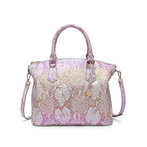 Les femmes de Gros Sacs à main Vegan en Cuir Motif Crocodile Sac à Bandoulière avec Poignée Supérieure Serpent imprimer-rose