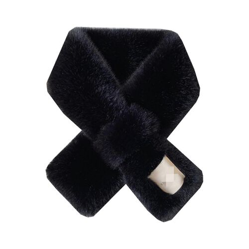 Les Femmes De L'hiver Au Chaud Écharpe Croisement De La Fourrure En Peluche Col Écharpe Courte En Peluche Fausse Fourrure Col Écharpe Noir Taille Unique Boucle