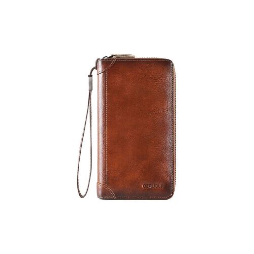 Carte de Sac en cuir de Vachette porte-monnaie des Hommes RFID de Blocage de porte-Monnaie Portable Titulaire de la Carte avec 12/20/30/45 Fentes pour Cartes Marron D