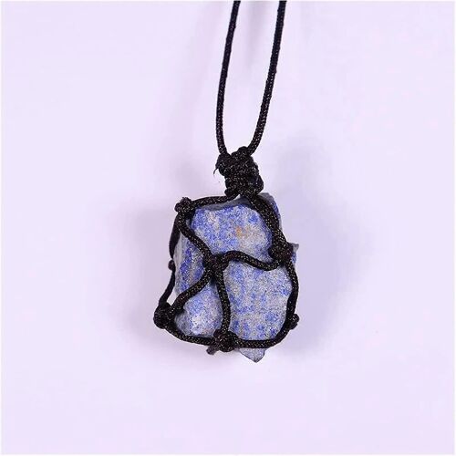 Cristal Naturel Pendentif Quartz Collier, Brute Pierre De Guérison, Le Reiki, Les Bijoux, Tissé Cordon, Taille: Lapis Lazuli