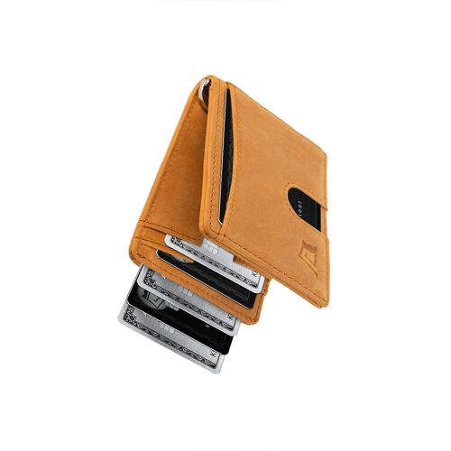 Personnalisé Portefeuille pour les Hommes Gravé en Cuir Slim porte-monnaie avec Pince à billets RFID Blocage Design Minimaliste Élégant Portefeuilles (Daim)