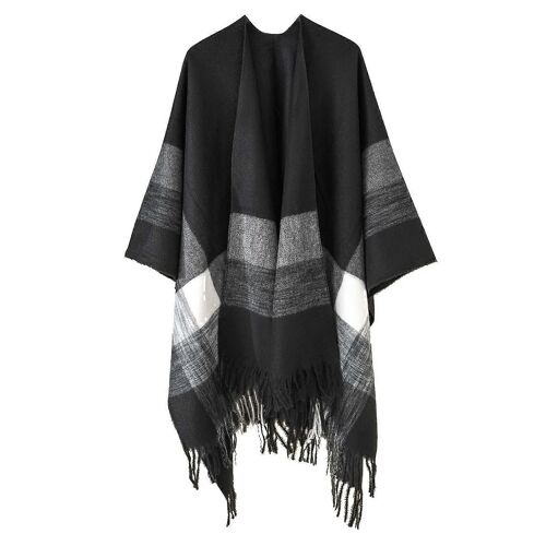 Les Femmes Des Châles Et Des Foulards Rayés Colorblock Châles Taille Unique Noir Hiver, Automne, Printemps