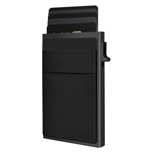 Portefeuille minimaliste en metal avec pince a billets, porte-cartes fin en aluminium, protection RFID, argent brosse