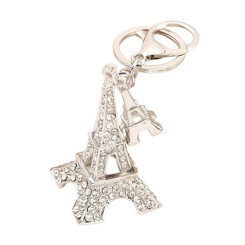 Paris Métal Porte-Clés Cadeau De La Fête Des Faveurs De Sac De Charme Strass Porte-Clés Bling Strass Voiture Trousseau Blanc