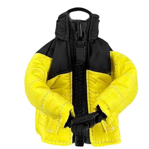 Manteau De Duvet-Clés Avec Fermeture À Glissière, Réaliste Doudoune Détenteur De La Clé, Jaune Wallet Keychain Pour Les Garçons Et Les Filles