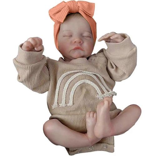 Poupées Reborn réalistes - 45 cm, nouveau-nés endormis, corps en tissu doux avec jouet d'allaitement pour enfants de 3 ans et plus