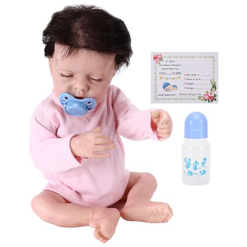 Poupée bébé reborn réaliste, corps entièrement en vinyle, endormie, cadeau pour enfants de 3 ans et plus, 43 cm