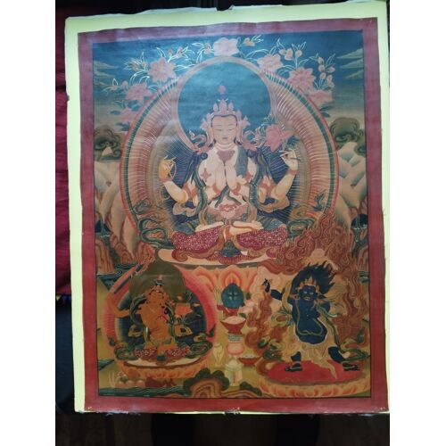 Thanka Chenrezi 4 Bras - Nepal- Tibet