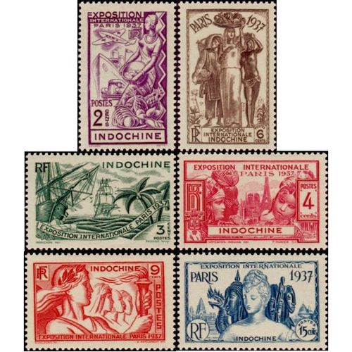 Indochine, Colonie Française 1937, Belle Série Complète Neuve** / * Timbres 193 194 195 196 197 198, Exposition Internationale De Paris.