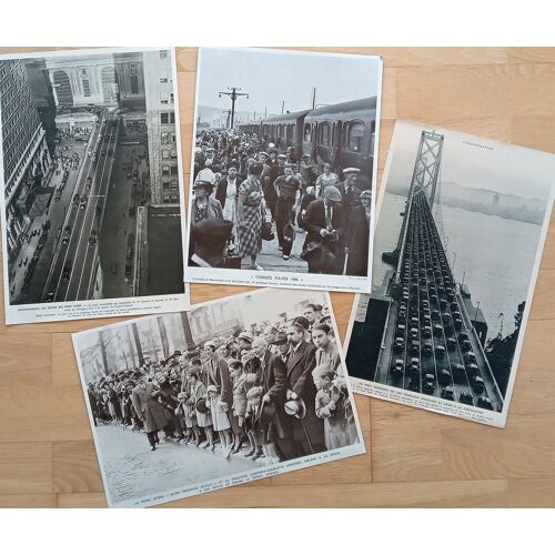 Lot 8 Photos Noir Et Blanc Sépia Originales Et Sympa Pour Déco Intérieure (Congés Payés, Golden Gate, New-York, Foule, Voies Ferrées...)