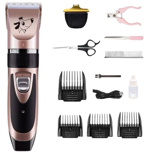 Tondeuse Pour Animaux De Compagnie Or Rose Avec Ciseaux - Kit De Toilettage Professionnel