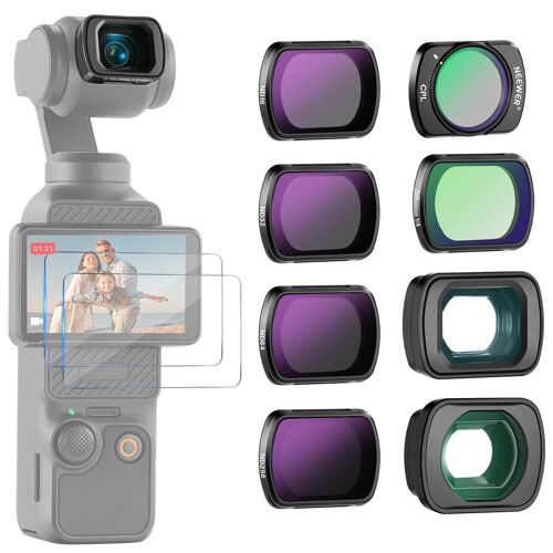 NEEWER Lot de 6 filtres ND compatibles avec DJI Osmo Pocket 3, ND16 ND32 ND64 ND256 CPL Filtre à Diffusion Noire 1/4 avec Objectif Grand Angle 0,75x, Objectif Macro 2X et Protecteur d'écran, FL-B17