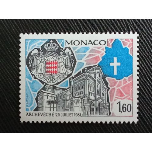 Timbre Monaco Yt 1331 Cathédrale De Monaco, Armoiries Nationales Et Diocésaines 1982 ( 101012 )