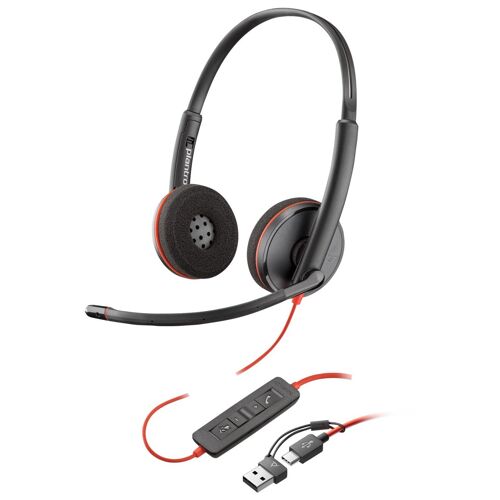 HP Poly Blackwire C3225 - Blackwire 3200 Series - micro-casque - sur-oreille - filaire - jack 3,5mm - noir - Certifié Skype, certifié Cisco Jabber, Certifié Avaya