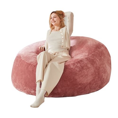 Pouf 90 adulte moelleux confortable fauteuil lecture adapté chambre balcon autres endroits rose