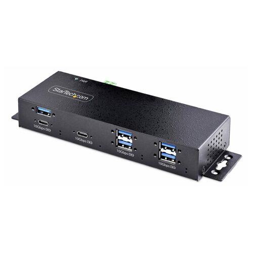 StarTech.com 7-Port Industrial USB Hub 10Gbps Hub, Metal, Mountable, TAA - Concentrateur (hub) - industriel - 7 x USB 3.2 Gen 2 - de bureau, Montage sur rail DIN, Montable sur rack - Conformité TAA