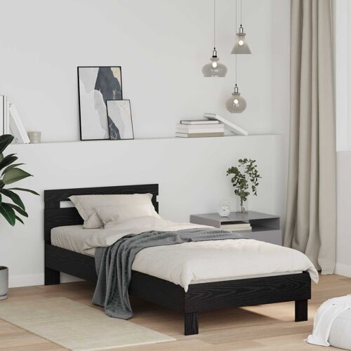 vidaXL Cadre de lit Chêne noir 98,5 x 200 cm Bois d'ingénierie