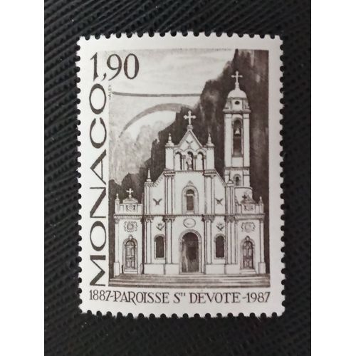 Timbre Monaco Y T 1573 Église Sainte-Dévote 1987 (021209 )