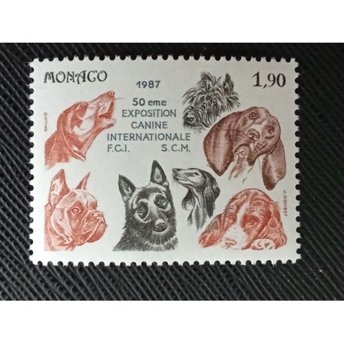 Timbre Monaco Y T 1575 Différentes Races De Chiens (Canis Lupus Familiaris) 1987 (021209 )