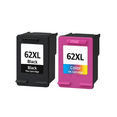 Pack de 2 Cartouches Compatibles HP 62XL pour Imprimantes Envy 5540 e-All-in-One à 7645 & OfficeJet 200 à 8045