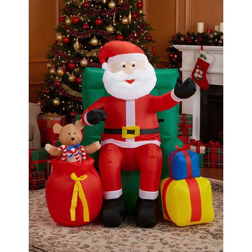 Décoration Animée Gonflable Père Noël Assis Avec Cadeaux 122 Cm